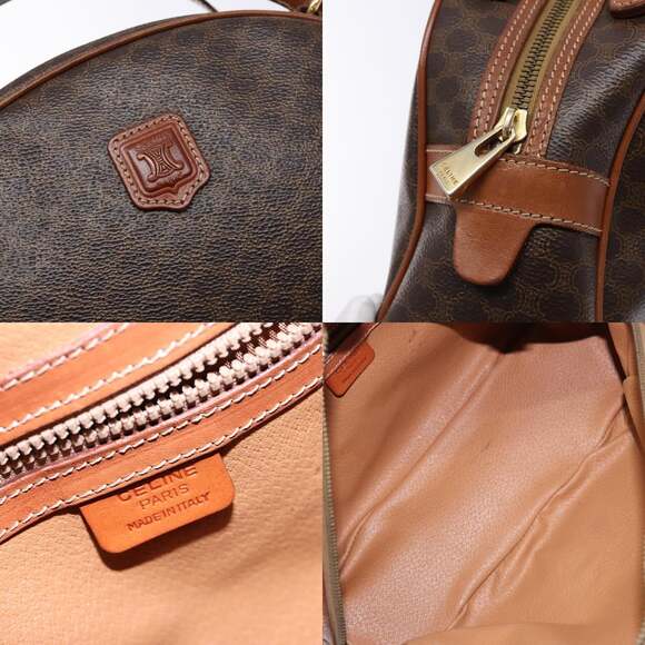 CELINE Macadam Canvas Hand Bag Pvc Leather Brown Gold - Picture 11 of 12